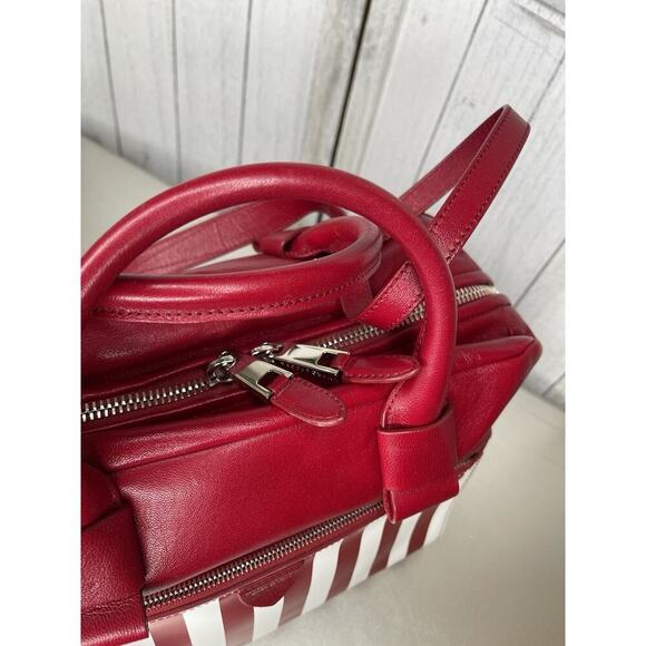 Marc Jacobs Red White Leather Small Striped Prince Antonia Satchel Handbag Italy - Picture 9 of 11
